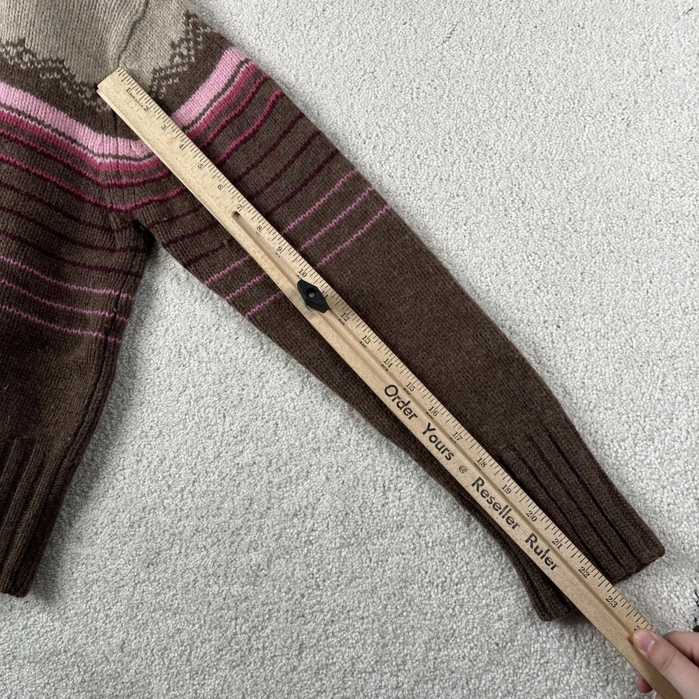Old Navy Sweater Women's XL Brown Pink Long Sleeve Lambswool Striped Hooded‎